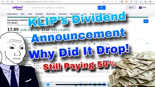 (KLIP) Dividend Announcement Distribution Dropped Yet Still Paying 50% Monthly Dividend