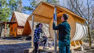 Amazing OUTDOOR BARREL SAUNA - Full Detailed Build