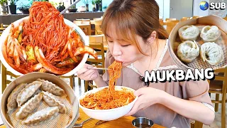 비빔국수 최고 맛집!! 망향비빔국수 왕곱빼기 먹고 왔어요🌶🌶 비빔국수, 갈비만두, 왕만두 먹방!! spicy bibim noodles and dumplings MUKBANG