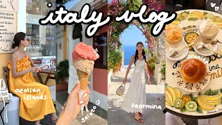 italy vlog🇮🇹 sicily, taormina, aeolian islands, boat tour, pistachio pasta, granita, wandering italy