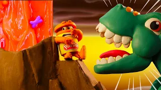 Dinosaur vs Volcano Slime Explosion 🦖 Funny Kids Cartoons 🌋 The Play-Doh Show ⭐️