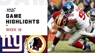 Giants vs. Redskins Week 16 Highlights | NFL 2019