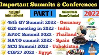 Important Summits & Conferences 2022 #summits National+International