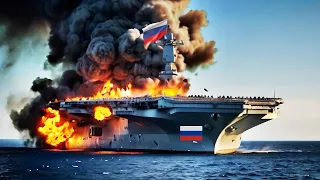 2 MINUTES AGO! RUSSIAN Aircraft Carrier Carrying 276 SU-27 fighter jets sunk by USA UKRAINE F-16s