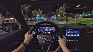 2022 Audi RS e-tron GT POV Night Drive (3D Audio)(ASMR)