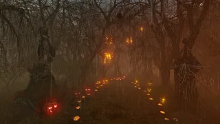 Spooky Halloween Ambience - Haunted House | Rain Sounds & Thunder Sounds
