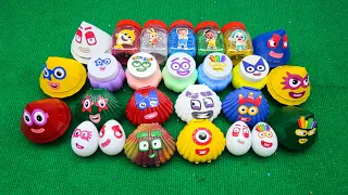 finding colored clay number blocks in eggs, small hearts, etc  Satisfying colors ASMR videos