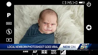 Newborn's photoshoot goes viral for adorable grumpy expression