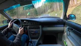 Audi A6 C4 quattro - hill climb to german forest hut!! Great V6 sound