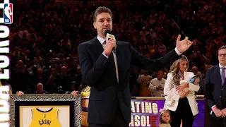 🏀 PAU GASOL JERSEY RETIREMENT | FULL CEREMONY as LAKERS LEGEND has NUMBER 16 sent to the RAFTERS 👏