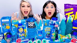 EATING ONLY ONE FOOD COLOR FOR 24 HOURS | LAST TO STOP MUKBANG BLUE CANDY WINS BY SWEEDEE