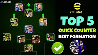 Top 5 Quick Counter Best Formations In eFootball 2024 Mobile | Custom Formation 🔥