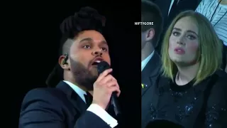 Adele's reaction to The Weeknd Grammy performance