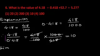 6. What is the value of 4.18  div 0.418 +52.7 div 5.27? (1) 20 (2) 200 (3) 10 (4) 100