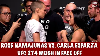 UFC 274: Rose Namajunas vs. Carla Esparza 2 FINAL weigh in face off