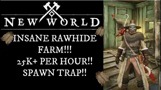 New World Best Rawhide Farm 2022/2023 EVER!!, 25k+ an HOUR!! Insane Spawn Trap!!