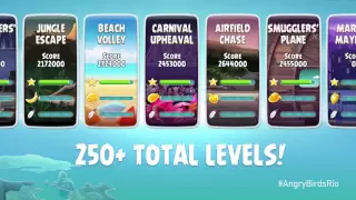 Play over 250 levels in Angry Birds Rio