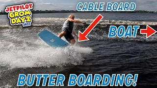 Butter Boarding! Cable Wakeboard Behind the Boat?!