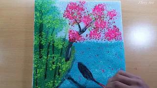 Iron scrubber painting technique , Easy To Paint Red Leaves With Acrylic Paint