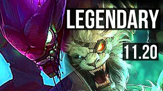 KHA'ZIX vs RENGAR (JUNGLE) (DEFEAT) | Legendary, 1.6M mastery, 25/4/6 | TR Master | v11.20