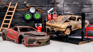 New vs Old Chevrolet Corvette - Restoration Abandoned model car