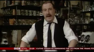 Gorden Kaye's death reported on BBC News (23rd January 2017)