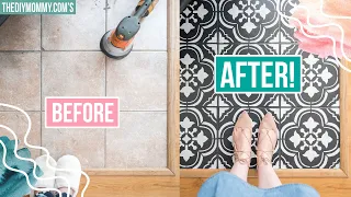 How to Paint Floor Tiles with a Stencil | The DIY Mommy