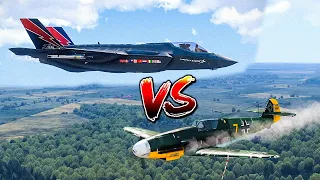 Three F-35 Lightning II Vs 20 German Me-109 - Modern Jets Vs WW2 Planes - ARMA 3