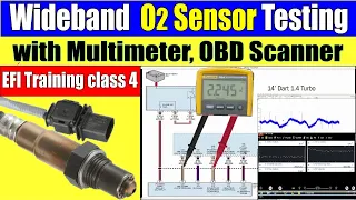 How to test 5 or 6 wire Wideband O2 sensor with multimeter, OBD scan tool.O2 sensor readings. Hindi