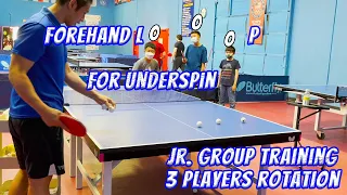 Table Tennis | Ping Pong [Drills - 3 Young Players Forehand Loop for Underspin Rotation] 하회전루프 3인플레이