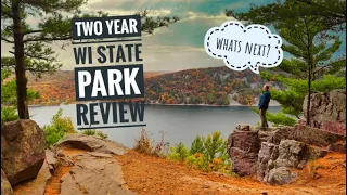 Wisconsin State Parks grouped in 4 categories. Classic Camping, Waterfront, Viewpoints, Waterfalls