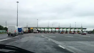 Approaching TOLL GATES for the last time on the 'Second Severn Crossing' - from England to Wales