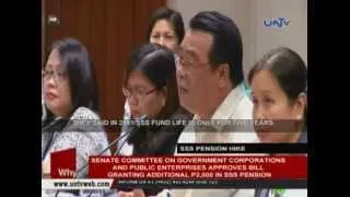 Bill granting additional P2,000 in SSS pension, approved at Senate committee level