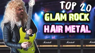 Top 20 GLAM ROCK/HAIR METAL Guitar RIFFS