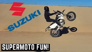 MotoVlog 2: Wheelies, Stairs, Exploring Arizona! SuperMoto DRZ400SM - Thoughts Two Weeks In!