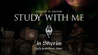 Study with Me in Skyrim | Dockside in Solitude | 25/5 Pomodoro Timer [2hr] [4K]