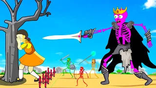 If King Skeletons Playing Squid Game Animation | 어몽어스 오징어 게임