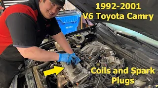 Spark Plug and Ignition Coil replacement 1992-2001 Toyota Camry V6 - Step by Step How To