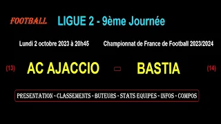 AC AJACCIO - BASTIA : match de football de la 9ème journée de Ligue 2 - Saison 2023/2024