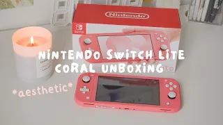 nintendo switch lite coral unboxing 🍑 *aesthetic*