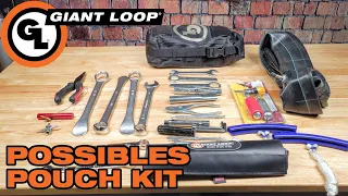 Complete Motorcycle Flat Repair and Tool Kit in The Giant Loop Possibles Pouch