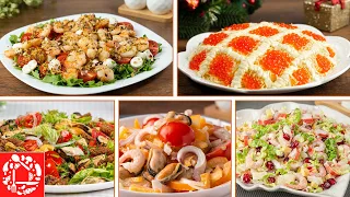 До чего же они ВКУСНЫЕ! 5 Салатов с Морепродуктами на Праздничный стол. Новый Год 2024