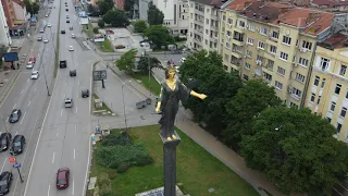 Statue of Sveta Sofia or Статуя София DRONE.  Incredible Circle View!!! - Sofia Bulgaria - ECTV