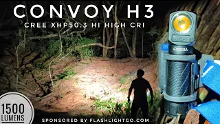 Convoy H3 XHP50.3 Hi 4000K High CRI Review & Comparison with H3 SST40 5000K TIR 30° Lens