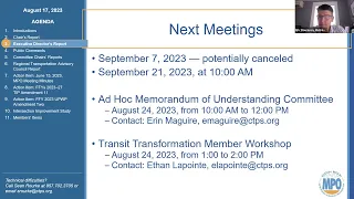 Boston Region MPO Board Meeting: August 17, 2023