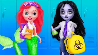 Meerjungfrau gegen Zombie in der Schule / 10 DIY Barbie Schulutensilien und Handwerke