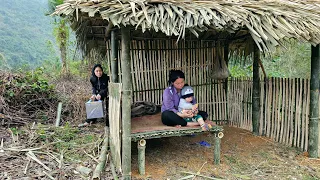 A homeless mother and daughter make beds from bamboo  and receive help from a mysterious person