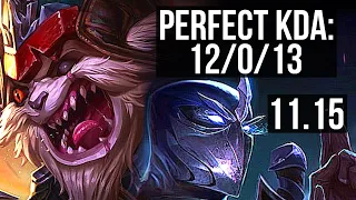 KLED vs SHEN (TOP) | 12/0/13, 1300+ games, 6 solo kills, Legendary | KR Diamond | v11.15