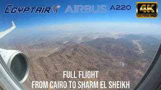 Egyptair, Cairo (CAI) - Sharm el Sheikh (SSH), Airbus 220-300, Full Flight, 4K 🇪🇬