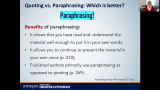 How to correctly quote and paraphrase (APA, 7th ed.)